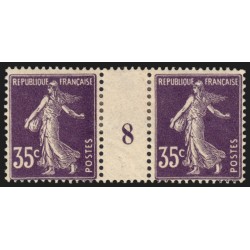 n°142, paire millésime 8, Semeuse 35c violet, neuf * avec charnière - TB