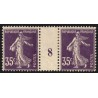 n°142, paire millésime 8, Semeuse 35c violet, neuf * avec charnière - TB