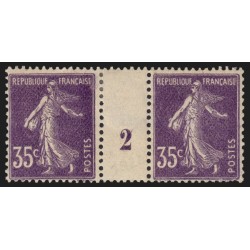 n°142, paire millésime 2, Semeuse 35c violet, neuf * avec charnière - B/TB