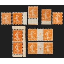 n°158, Semeuse 5c orange de 1921, jolie étude avec variétés, neufs ** - TB