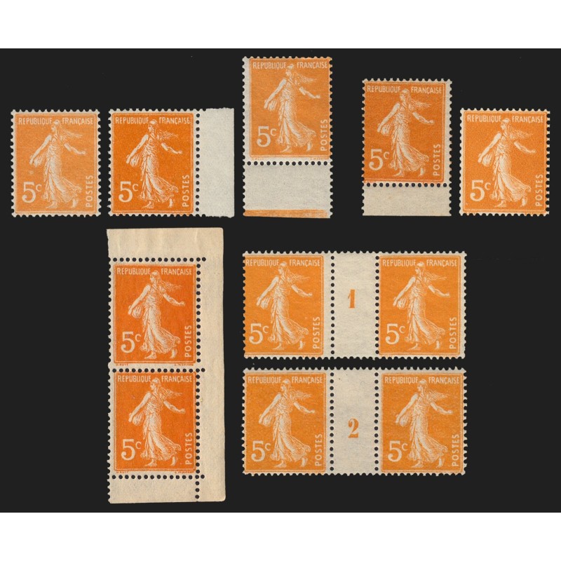 n°158, Semeuse 5c orange de 1921, jolie étude avec variétés, neufs ** - TB