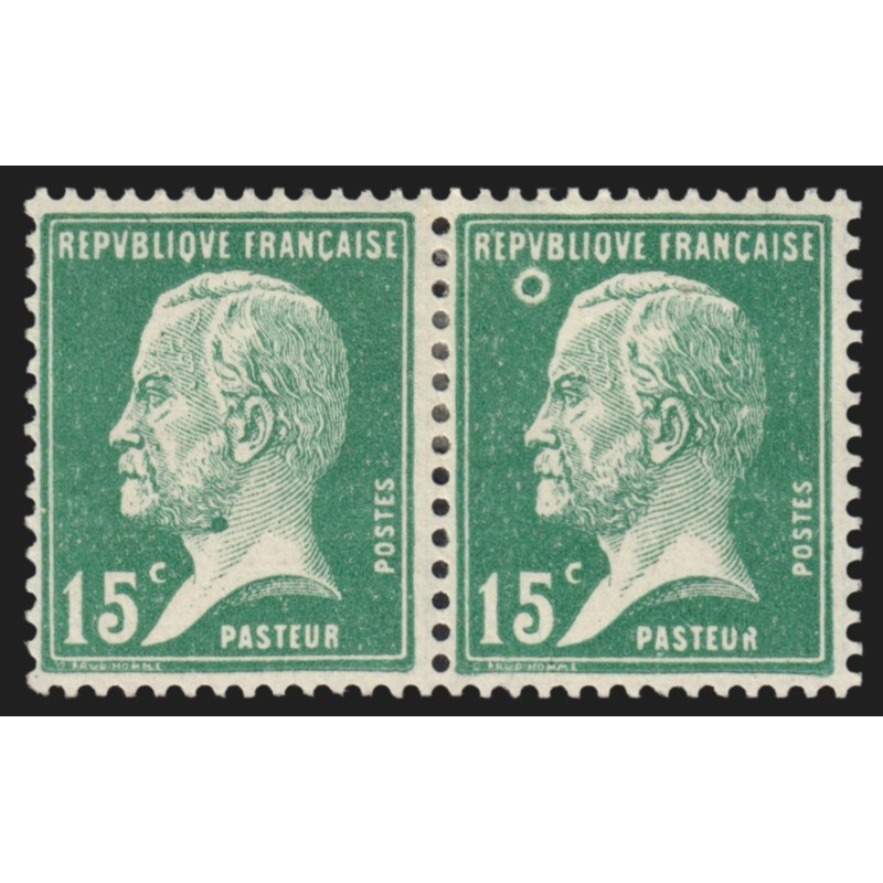 n°171, variété "anneau-lune", Pasteur 15c vert, neuf * avec charnière - SUPERBE