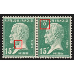 n°171, variété "anneau-lune", Pasteur 15c vert, neuf * avec charnière - SUPERBE