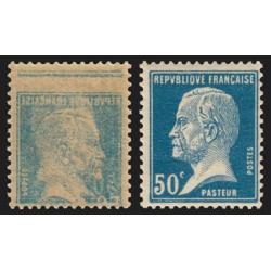 n°176, variété " recto-verso" et "à cheval", Pasteur 50c bleu, neuf * - SUPERBE