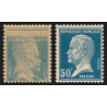 n°176, variété " recto-verso" et "à cheval", Pasteur 50c bleu, neuf * - SUPERBE