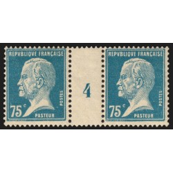 n°177, paire millésime 4, Pasteur 75c bleu, neuf ** sans charnière - TB