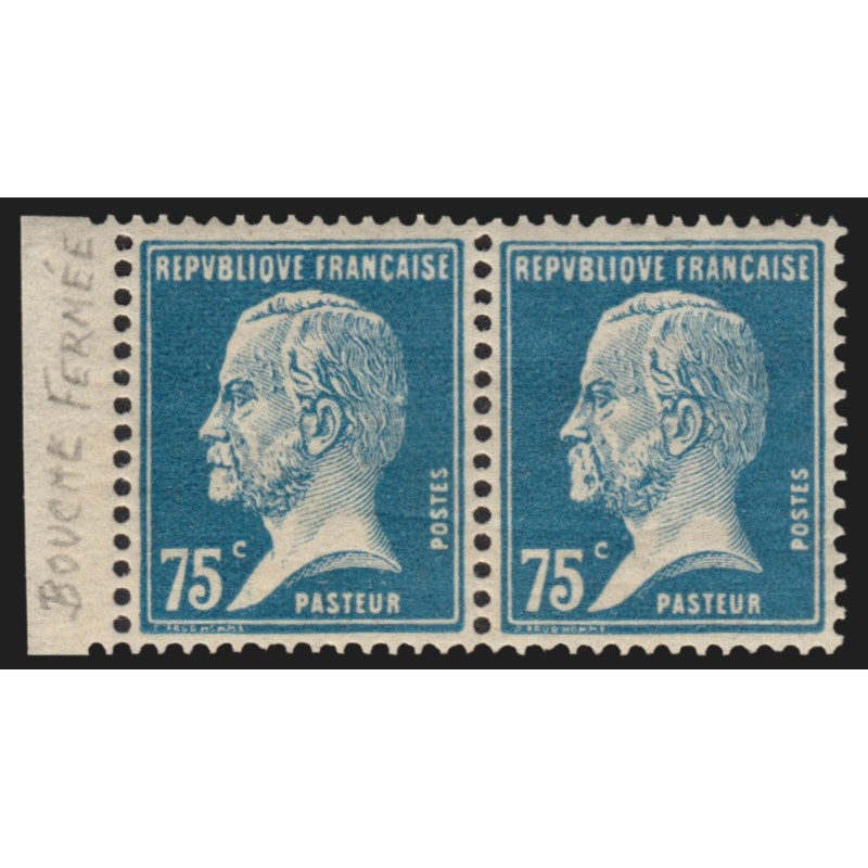 n°177, variété "sans la bouche" tenant à normal, Pasteur 75c bleu, neuf * - SUP