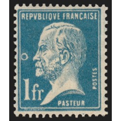 n°177, variété "anneau-lune", Pasteur  1fr bleu, neuf * avec charnière SUPERBE