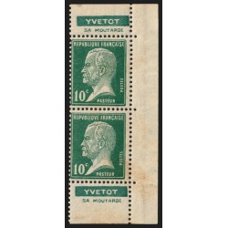 n°170, bande publicitaire "YVETOT SA MOUTARDE", Pasteur, neufs ** - B/TB