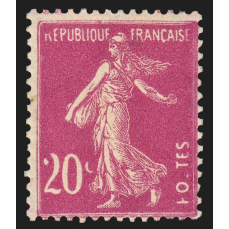n°190, avec 4 variétés d'impression, Semeuse 20c lilas-rose, neuf * - TB