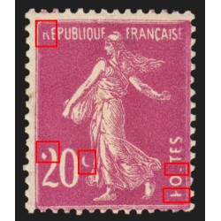 n°190, avec 4 variétés d'impression, Semeuse 20c lilas-rose, neuf * - TB