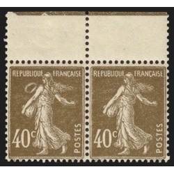 n°193, variété "anneau-lune" tenant à normal, Semeuse 40c brun-olive, neufs **