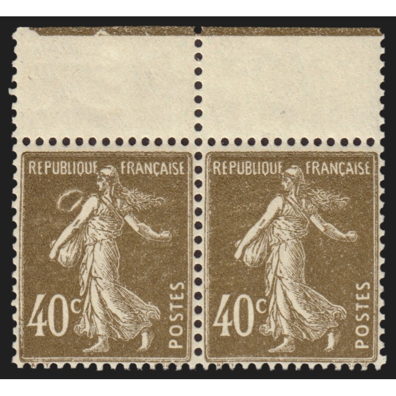 n°193, variété "anneau-lune" tenant à normal, Semeuse 40c brun-olive, neufs **