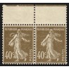 n°193, variété "anneau-lune" tenant à normal, Semeuse 40c brun-olive, neufs **