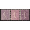 n°197/197a/197c, les 3 nuances de couleur, Semeuse 45c lilas, neufs ** - TB