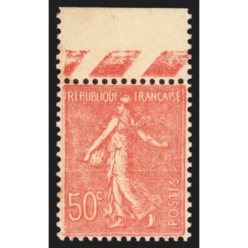 n°199p, variété "Papier carton", Semeuse lignée 50c rouge, neuf ** - TB