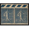 n°205, variété "piquage décalé" paire, Semeuse lignée 1fr bleu, neuf */** - TB