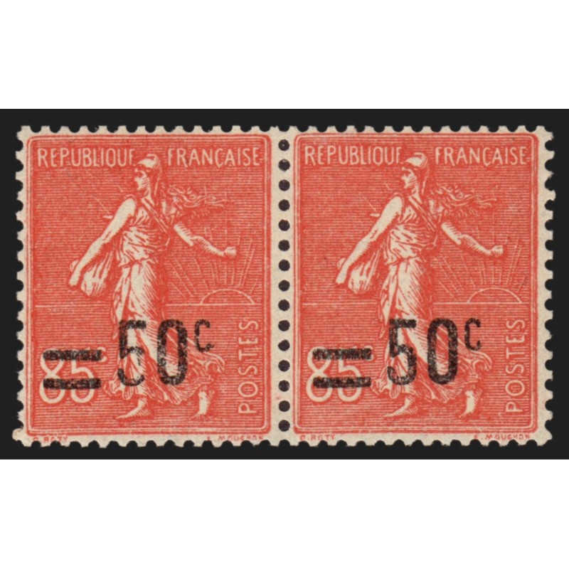 n°221, variété "surcharge usée / 50c encoché", neuf ** sans charnière - TB