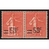 n°221, variété "surcharge usée / 50c encoché", neuf ** sans charnière - TB