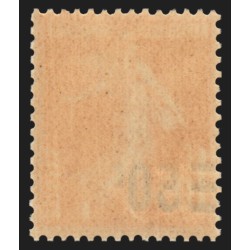 n°225, variété "surcharge à cheval", Semeuse 50c sur 1fr05 vermillon, neuf **