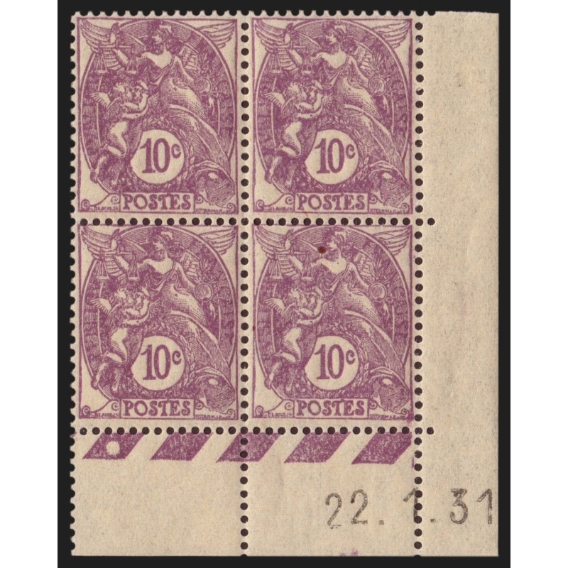 n°233, coin daté 1931, type Blanc 10c violet, neuf ** sans charnière - TB