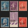 n°217/225, lot de 6 variétés "surcharge déplacée", neufs ** sans charnière - TB