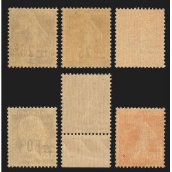 n°217/225, lot de 6 variétés "surcharge déplacée", neufs ** sans charnière - TB