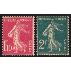 n°238/239, les 2 valeurs, Semeuse 1fr10 rose + 2fr vert, neufs ** - TB