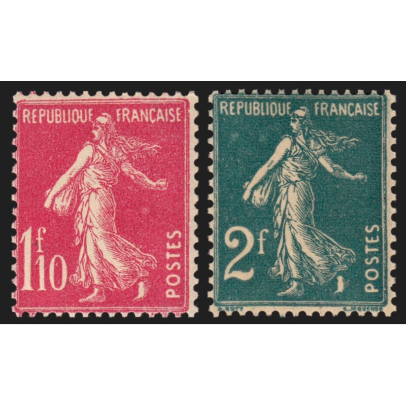 n°238/239, les 2 valeurs, Semeuse 1fr10 rose + 2fr vert, neufs ** - TB