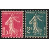 n°238/239, les 2 valeurs, Semeuse 1fr10 rose + 2fr vert, neufs ** - TB