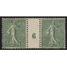 n°130c, paire millésime 6, Semeuse lignée 15c vert-gris, neuf ** sans charnière