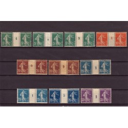 n°137/142, lot de 10 paires avec millésime, Semeuse 1907, neufs * - TB