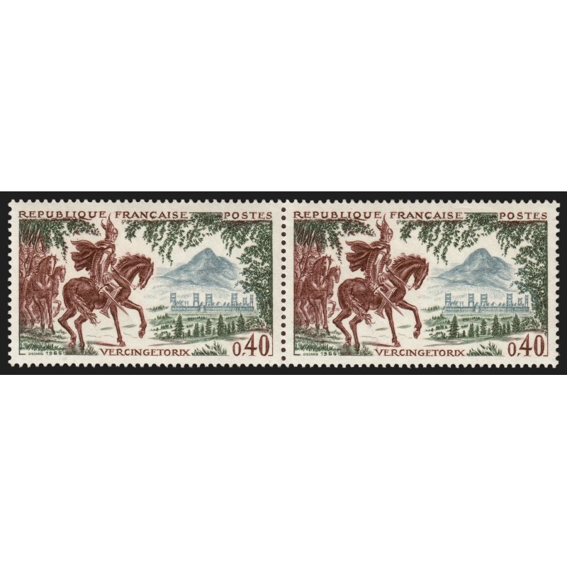 n°1495a, variété "Rempart brisé" tenant à normal, neuf ** - SUPERBE