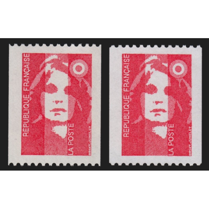 n°2819d + 2819g, Marianne du Bicentenaire, TVP rouge, neufs ** - SUPERBE