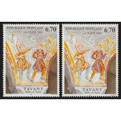 n°3049, variété "Couleur jaune/orange décalée", Fresques de Tavant, neufs **