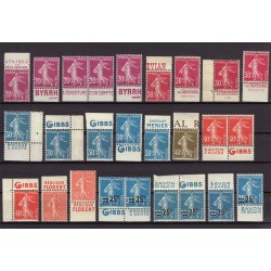 France 1920/1940, lot de 40 timbres avec bandes publicitaires, neufs ** - TB