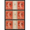 Franchise Militaire n°5, Semeuse 10c rouge, 3 paires millésimes, neufs ** - TB