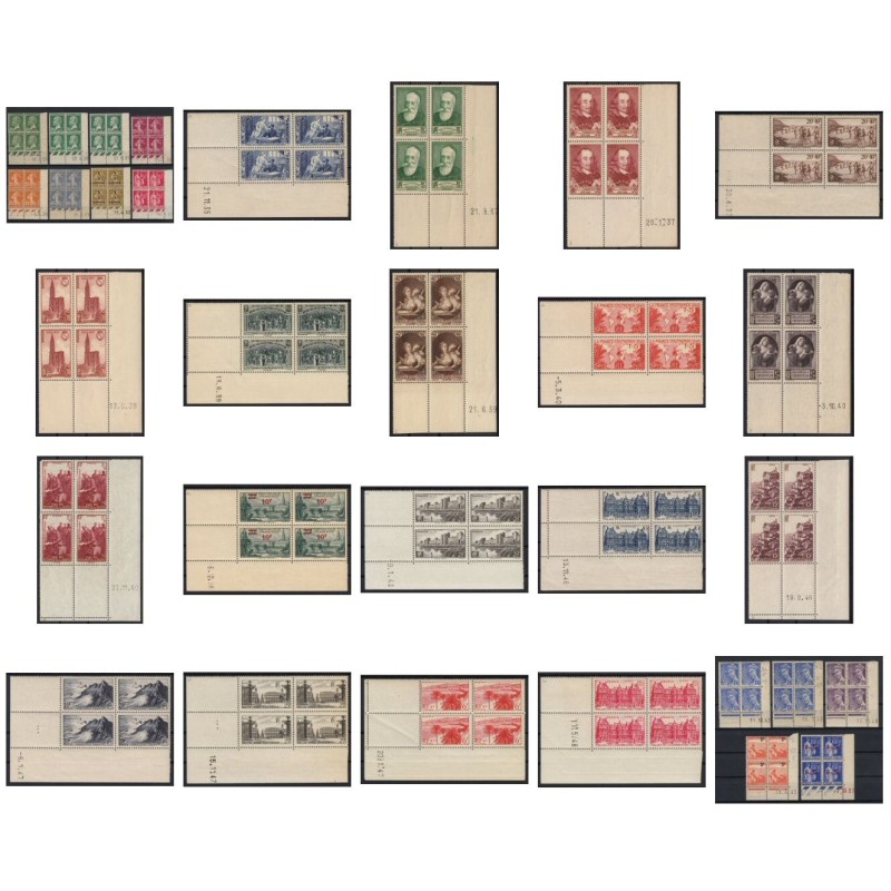 France 1928/1948, lot de 30 Coins Datés, neufs ** sans charnière COTE 385€ - TB