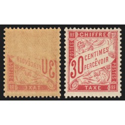 Timbres-Taxe n°33, variété "impression recto-verso", 30c rouge, neuf ** - TB
