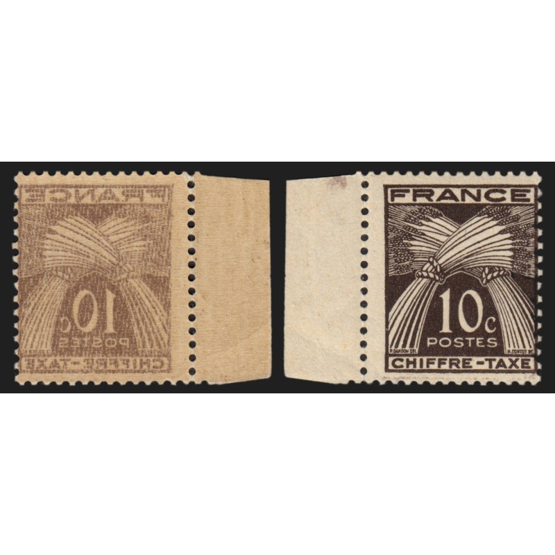 Timbres-Taxe n°67a, variété "impression recto-verso", neuf ** sans charnière TB