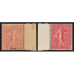 n°129b, variété "recto-verso", Semeuse 10c rose-foncé, Type III, neuf ** SUP