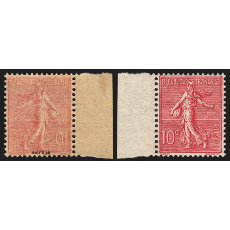n°129b, variété "recto-verso", Semeuse 10c rose-foncé, Type III, neuf ** SUP