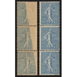 n°132d, variété "impression recto-verso", Semeuse lignée 25c bleu, neuf ** SUP