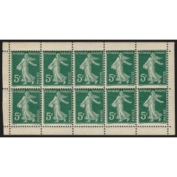 n°137e, feuille de carnet, Semeuse 5c vert, neuf ** sans charnière - TB