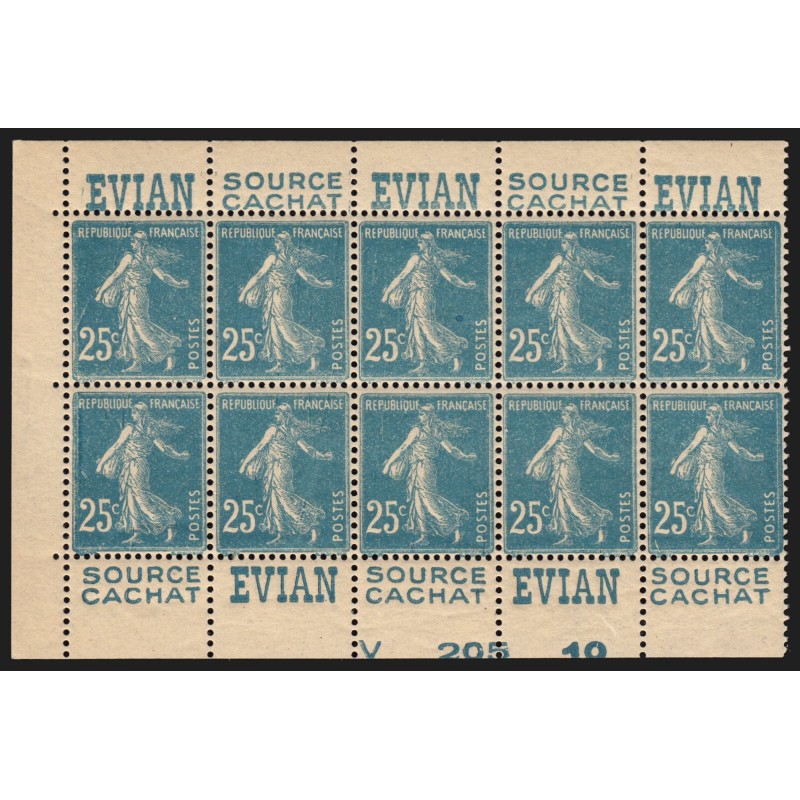 n°140, feuille de carnet, bandes publicitaires "Evian / Source Cachat", neuf **