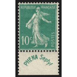 n°188, Semeuse 10c vert avec bandelette Phéna 1924, neuf * avec charnière - TB