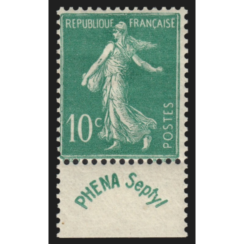 n°188, Semeuse 10c vert avec bandelette Phéna 1924, neuf * avec charnière - TB