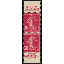 n°191, bandes publicitaires "Aequitas / Oxymenthol", Semeuse 30c rose, neuf **
