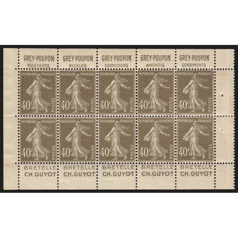 n°193, feuille de carnet bandes publicitaires "Grey-Poupon / Guyot" neuf ** TB