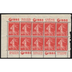 n°194, feuille de carnet bandes publicitaires "Gibbs" dont 5 non-dentelées **